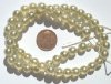 16 inch strand of 8mm Translucent Glass Pearls - Light Olive 